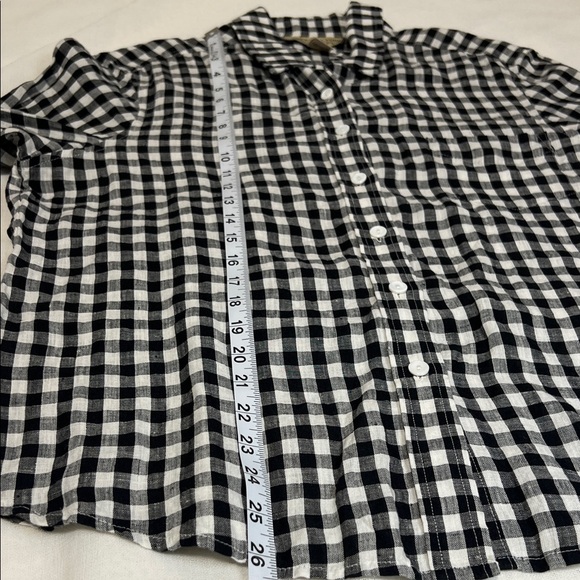 Jones New York Black and White Plaid Women 100% Linen Shirt - Picture 5 of 8